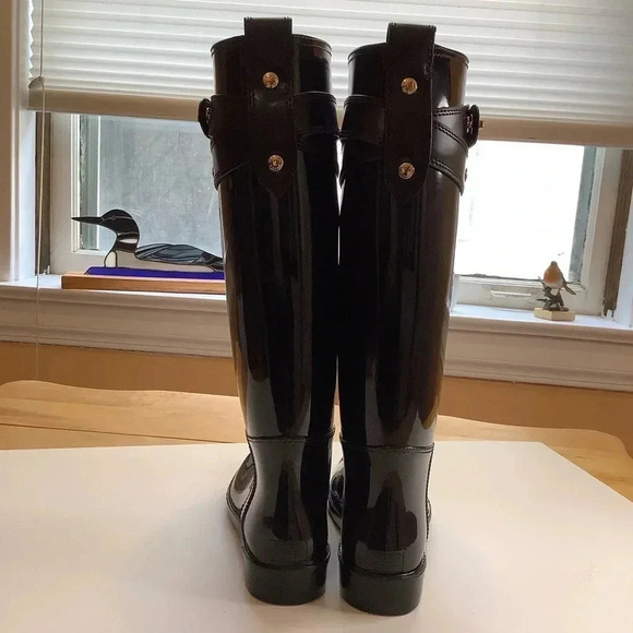COACH Authentic Black Knee High Rainboots Size 10 - Picture 4 of 14